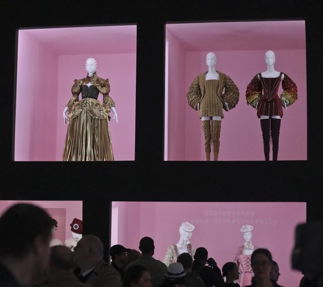Fashion designs for the Metropolitan Museum of Art's Costume Institute gala exhibit, "Camp: Notes on Fashion," is unveiled at a press preview, Monday, May 6, 2019, in New York. (AP Photo/Bebeto Matthews) (AP) Fashion designs for the Metropolitan Museum of Art's Costume Institute gala exhibit, "Camp: Notes on Fashion," is unveiled at a press preview, Monday, May 6, 2019, in New York. (AP Photo/Bebeto Matthews) (AP)