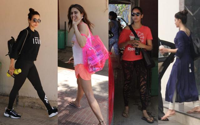 Malaika Arora, Sara Ali Khan, Mira Rajput and Jacqueline Fernandez during their gym sessions. (Varinder Chawla) Malaika Arora, Sara Ali Khan, Mira Rajput and Jacqueline Fernandez during their gym sessions. (Varinder Chawla)