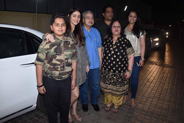 Bhavna Panday with relatives at SOTY 2 screening in Mumbai. (Varinder Chawla) Bhavna Panday with relatives at SOTY 2 screening in Mumbai. (Varinder Chawla)