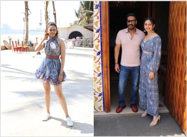 Rakul Preet Singh and Ajay Devgn promoting their film De De Pyaar De. (Varinder Chawla)