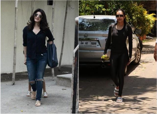 Twinkle Khanna with her daughter Nitara and Malaika Arora at the gym. (Varinder Chawla)