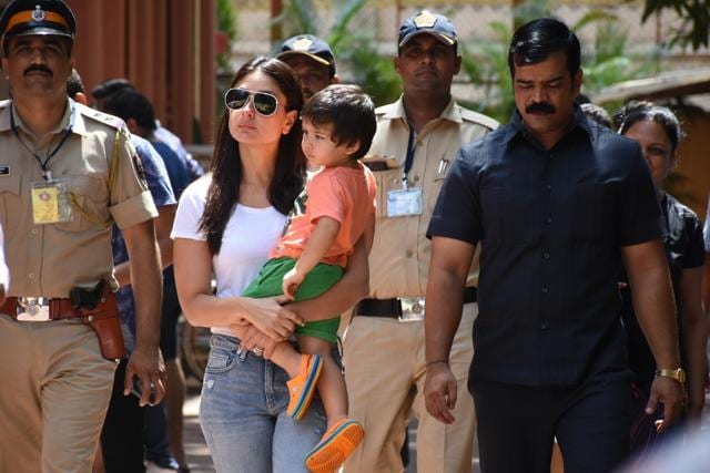 Kareena Kapoor Khan arrives with son, Taimur, to cast her vote at a polling booth in Mumbai on April 29, 2019. (Photo: IANS) (IANS) Kareena Kapoor Khan arrives with son, Taimur, to cast her vote at a polling booth in Mumbai on April 29, 2019. (Photo: IANS) (IANS)