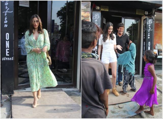 Sophie Choudry and Ananya Panday at a restaurant in Bandra. (Varinder Chawla)
