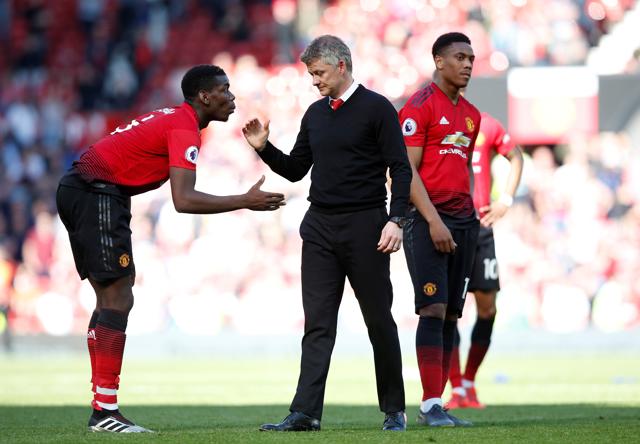 Soccer Football - Premier League - Manchester United v Cardiff City - Old Trafford, Manchester, Britain - May 12, 2019 Manchester United manager Ole Gunnar Solskjaer shakes hands with Paul Pogba after the match (REUTERS) Soccer Football - Premier League - Manchester United v Cardiff City - Old Trafford, Manchester, Britain - May 12, 2019 Manchester United manager Ole Gunnar Solskjaer shakes hands with Paul Pogba after the match (REUTERS)