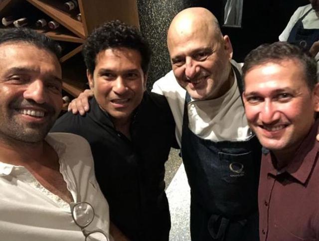 (From left) Atul Kasbekar, Sachin Tendulkar, Rahul Akerkar and Ajit Agarkar. (From left) Atul Kasbekar, Sachin Tendulkar, Rahul Akerkar and Ajit Agarkar.