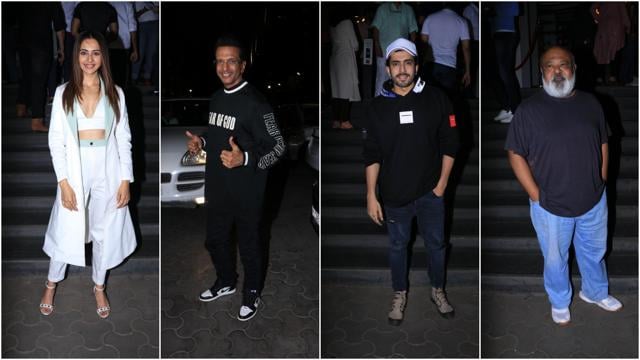Rakul Preet Singh, Javed Jaffrey, Sonu Singh and Saurabh Shukla at De De Pyaar De screening. (Varinder Chawla) Rakul Preet Singh, Javed Jaffrey, Sonu Singh and Saurabh Shukla at De De Pyaar De screening. (Varinder Chawla)
