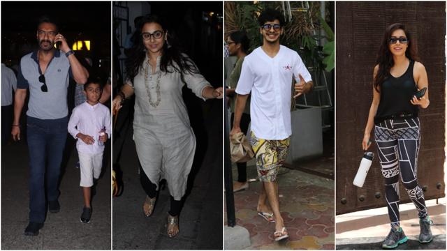 Ajay Devgn with son Yug, Vidya Balan, Ishaan Khatter and Nushrat Bharucha seen in Mumbai. (Varinder Chawla) Ajay Devgn with son Yug, Vidya Balan, Ishaan Khatter and Nushrat Bharucha seen in Mumbai. (Varinder Chawla)