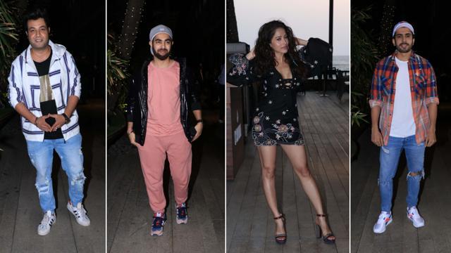 Varun Sharma, Manjot Singh, Nushrat Bharucha and Sunny Singh at Nushrat’s birthday party. (Varinder Chawla) Varun Sharma, Manjot Singh, Nushrat Bharucha and Sunny Singh at Nushrat’s birthday party. (Varinder Chawla)