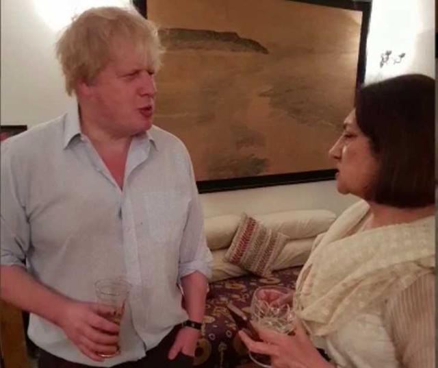 Boris Johnson chats with a guest when he and Marina Wheeler (not in pic) visited Delhi last year. Boris Johnson chats with a guest when he and Marina Wheeler (not in pic) visited Delhi last year.