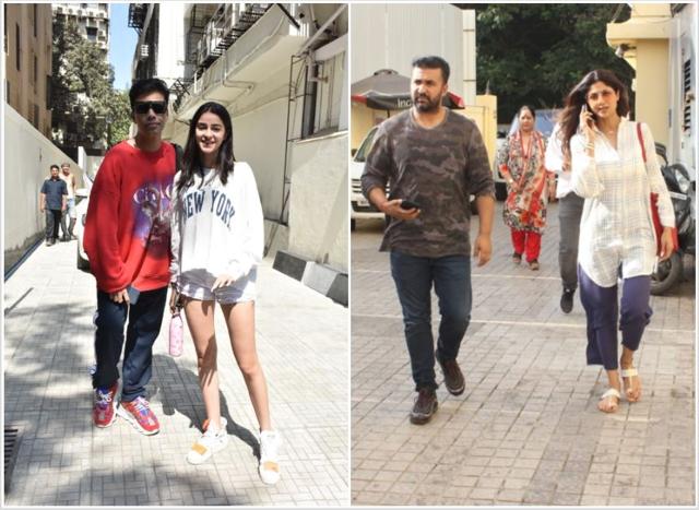 Karan Johar with Ananya Panday and Raj Kundra with wife Shilpa Shetty. (Varinder Chawla)