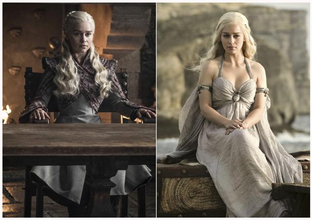 This combination photo of images released by HBO shows Emilia Clarke portraying Daenerys Targaryen in Game of Thrones. (AP) This combination photo of images released by HBO shows Emilia Clarke portraying Daenerys Targaryen in Game of Thrones. (AP)