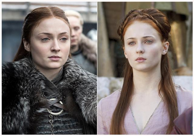 This combination photo of images released by HBO shows Sophie Turner portraying Sansa Stark. (AP) This combination photo of images released by HBO shows Sophie Turner portraying Sansa Stark. (AP)