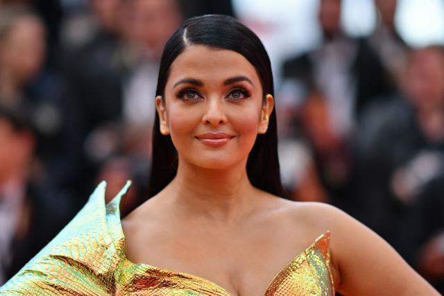 Aishwarya Rai Bachchan poses as she arrives for the screening of the film A Hidden Life. (AFP)