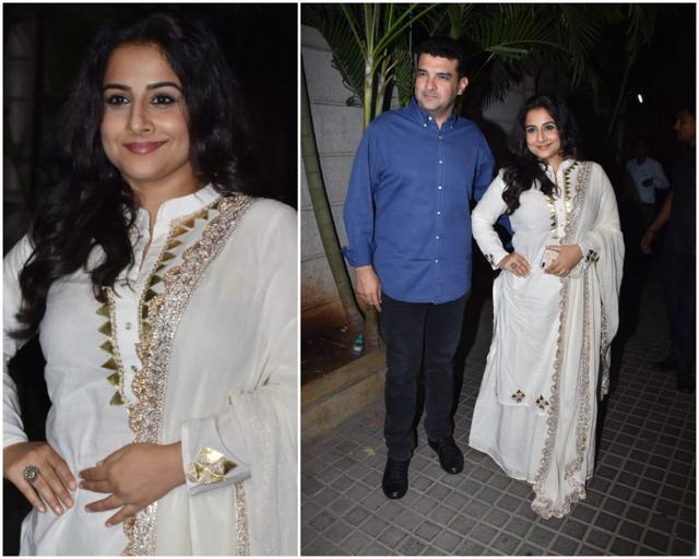 Vidya Balan with husband Siddharth Roy Kapur at the screening. (Varinder Chawla) Vidya Balan with husband Siddharth Roy Kapur at the screening. (Varinder Chawla)