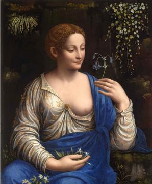 Image: Francesco Melzi, ‘Flora’, about 1520 © The State Hermitage Museum, St. Petersburg, 2019. Photo: Vladimir Terebenin (www.nationalgallery.org.uk)