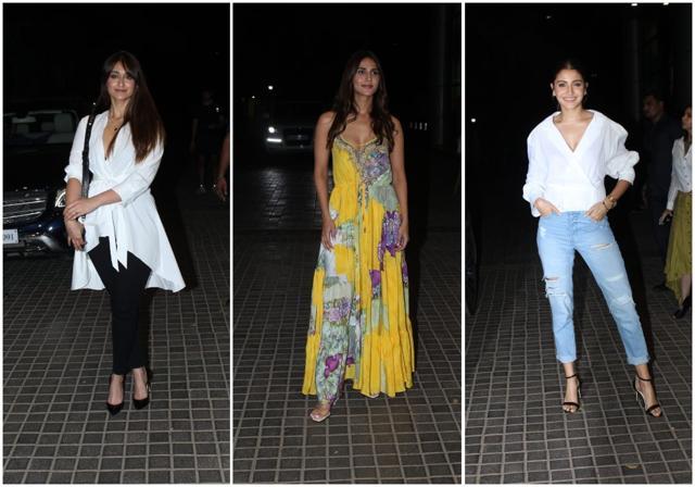 (Left) Ileana D’Cruz, Vaani Kapoor and Anushka Sharma at the screening.