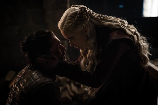 This image released by HBO shows Kit Harington, left, and Emilia Clarke in a scene from Game of Thrones. (AP) This image released by HBO shows Kit Harington, left, and Emilia Clarke in a scene from Game of Thrones. (AP)