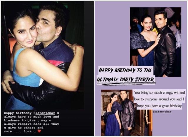 Katrina Kaif and Sonam Kapoor shared special messages for Karan.