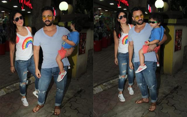 Kareena Kapoor, Saif Ali Khan and Taimur spotted in Bandra ahead of their house party on Friday. (Varinder Chawla) Kareena Kapoor, Saif Ali Khan and Taimur spotted in Bandra ahead of their house party on Friday. (Varinder Chawla)