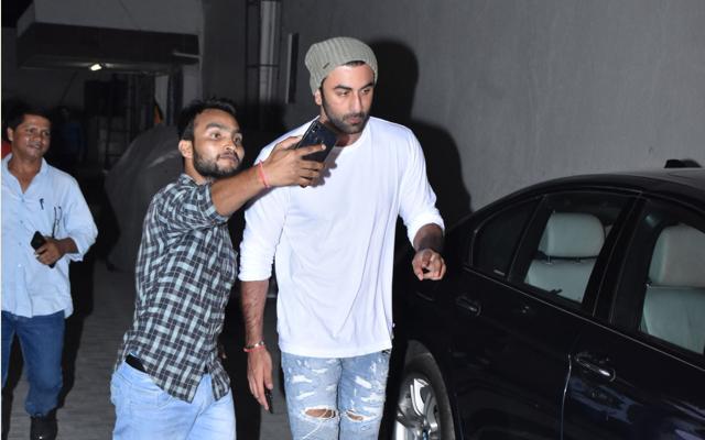 Ranbir Kapoor with a fan. (Varinder Chawla)