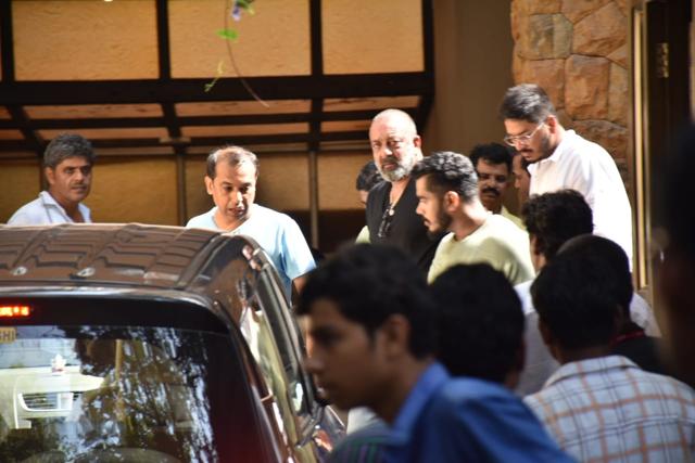 Sanjay Dutt seen leaving Ajay Devgn’s residence. (Varinder Chawla) Sanjay Dutt seen leaving Ajay Devgn’s residence. (Varinder Chawla)