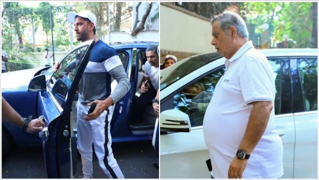 Hrithik Roshan and David Dhawan at Ajay Devgn’s residence. (Varinder Chawla)