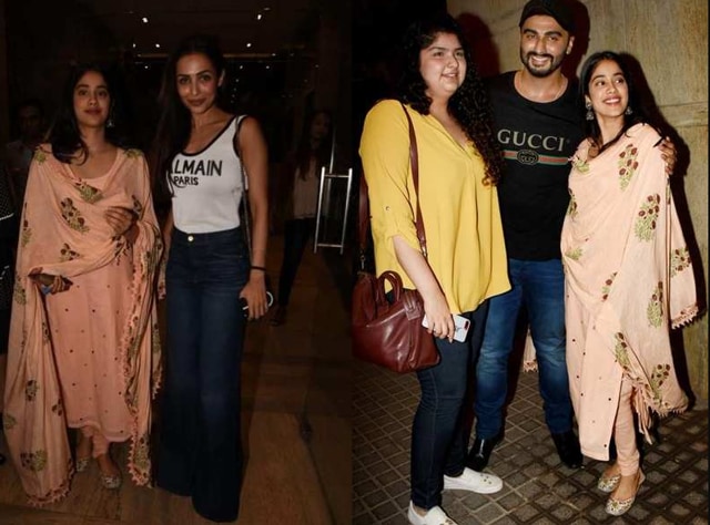 Malaika Arora with Janhvi Kapoor and Anshula and Arjun Kapoor.