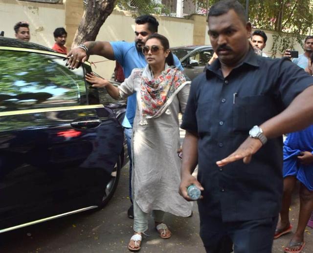 Rani Mukerji at Ajay Devgn’s residence. (Varinder Chawla) Rani Mukerji at Ajay Devgn’s residence. (Varinder Chawla)