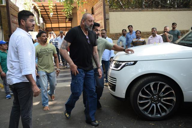 Actor Sanjay Dutt at Ajay Devgn’s residence in Mumbai. (MH_ST) Actor Sanjay Dutt at Ajay Devgn’s residence in Mumbai. (MH_ST)