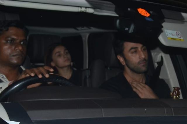 Alia Bhatt, Ranbir Kapoor arrive at Karan Johar’s residence on Tuesday. (Varinder Chawla) Alia Bhatt, Ranbir Kapoor arrive at Karan Johar’s residence on Tuesday. (Varinder Chawla)