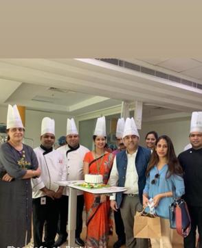 The chefs who prepared a special cake for Jiggs Kalra. The chefs who prepared a special cake for Jiggs Kalra.