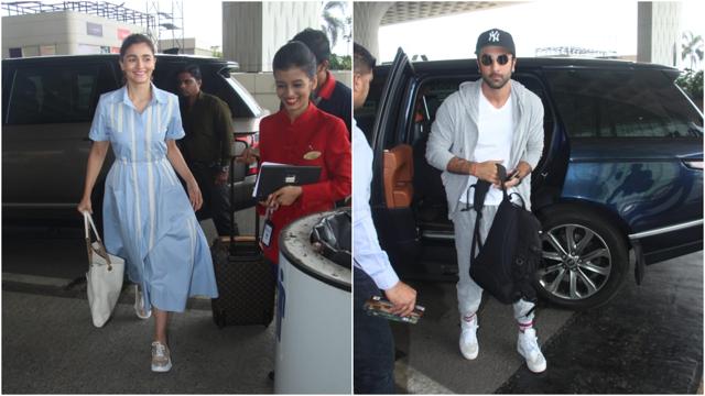 Alia Bhatt and Ranbir Kapoor spotted at Mumbai airport on Thursday. (Varinder Chawla) Alia Bhatt and Ranbir Kapoor spotted at Mumbai airport on Thursday. (Varinder Chawla)