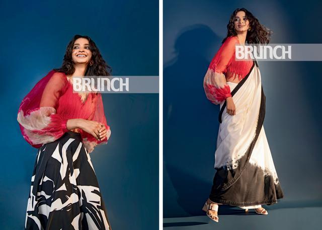(Blouse and sari, Anavila; shoes, H&M; Blouse and sari, Bloni; shoes and skirt, H&M; earrings, Bhaavya Bhatnagar) (Shivamm Paathak) (Blouse and sari, Anavila; shoes, H&M; Blouse and sari, Bloni; shoes and skirt, H&M; earrings, Bhaavya Bhatnagar) (Shivamm Paathak)