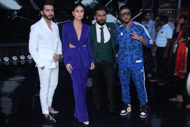 Kareena Kapoor with co-judges Bosco and Raftaar. Kareena Kapoor with co-judges Bosco and Raftaar.