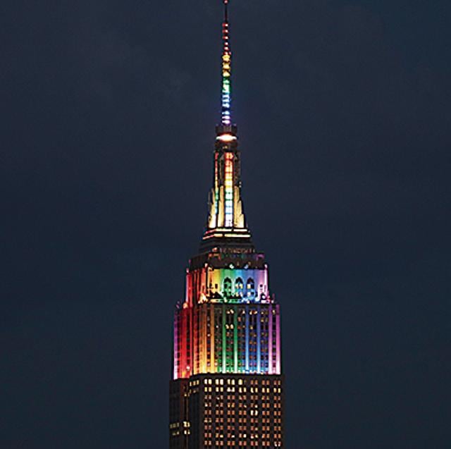 The Empire State Building lit up in rainbow colours for Pride Day, 2017. (Getty Images)