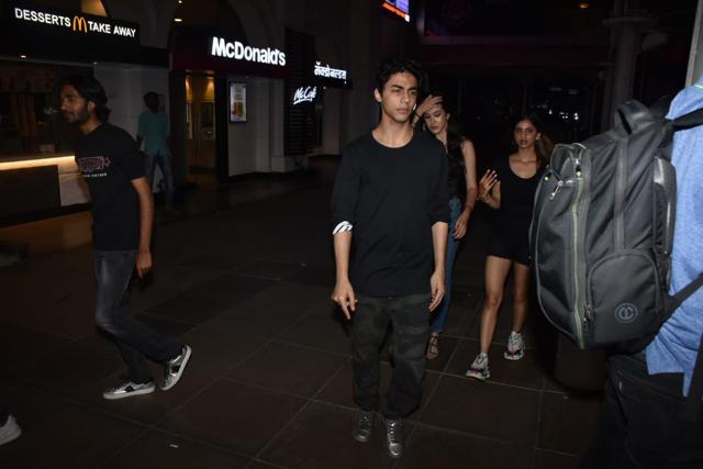 Aryan Khan, Suhana Khan and Shanaya Kapoor on Friday. Aryan Khan, Suhana Khan and Shanaya Kapoor on Friday.
