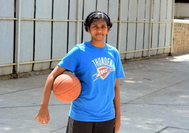 Bhumika Sarje is the only girl from the city picked to represent India at the junior NBA global championship. (Shankar Narayan/HT PHOTO)