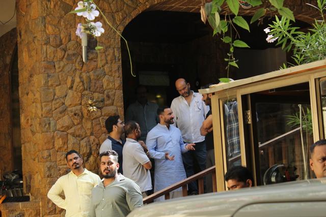 Saif Ali Khan visits actor Ajay Devgn, whose father-action director Veeru Devgan passed away on 27th May 2019, in Mumbai, on May 29. (IANS) Saif Ali Khan visits actor Ajay Devgn, whose father-action director Veeru Devgan passed away on 27th May 2019, in Mumbai, on May 29. (IANS)