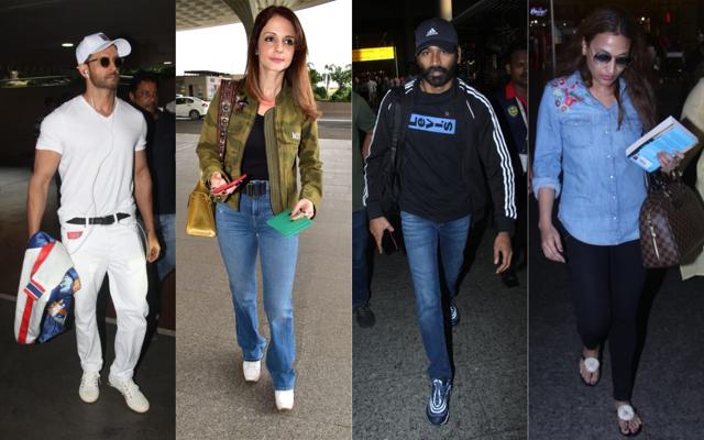 Hrithik Roshan, Sussanne Khan, Dhanush, Aishwarya R Dhanush spotted at Mumbai airport. (Varinder Chawla) Hrithik Roshan, Sussanne Khan, Dhanush, Aishwarya R Dhanush spotted at Mumbai airport. (Varinder Chawla)