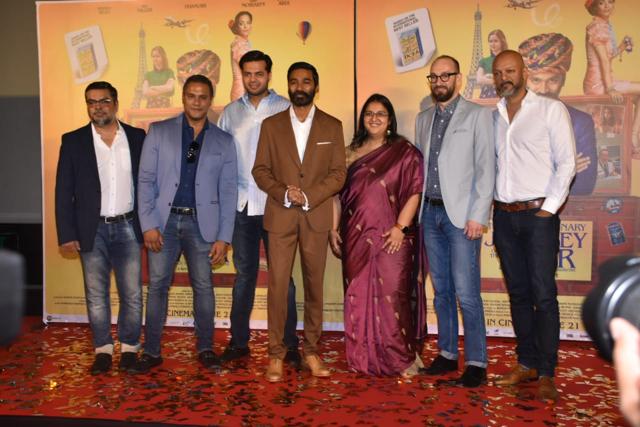 Dhanush with the team of The Extraordinary Journey Of The Fakir at the trailer launch. (Varinder Chawla) Dhanush with the team of The Extraordinary Journey Of The Fakir at the trailer launch. (Varinder Chawla)