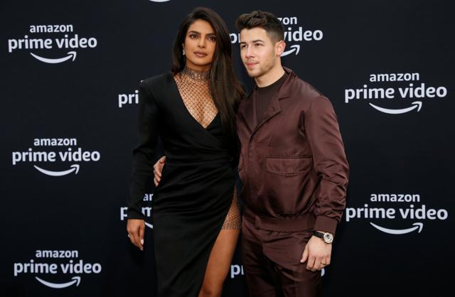 Priyanka Chopra and Nick Jonas arrive at the premiere. (REUTERS) Priyanka Chopra and Nick Jonas arrive at the premiere. (REUTERS)