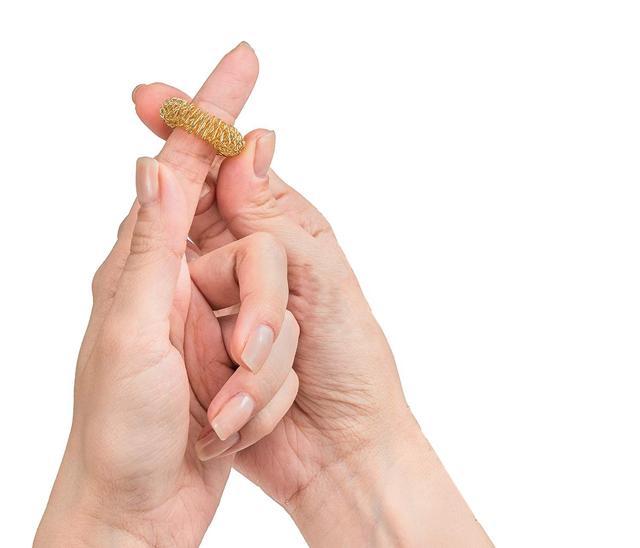 A stress ring by Eikomo with movable beads that can be twirled. A stress ring by Eikomo with movable beads that can be twirled.