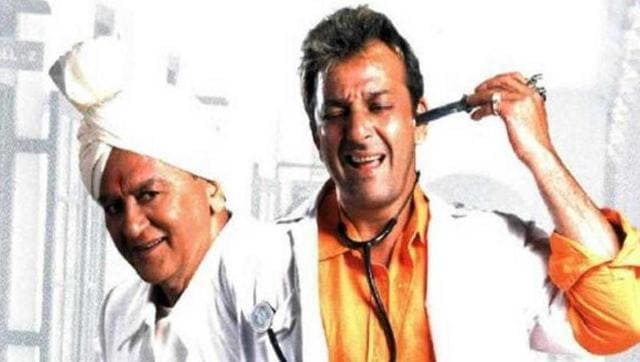 Sunil Dutt with son Sanjay Dutt in a poster from Munna Bhai MBBS. Sunil Dutt with son Sanjay Dutt in a poster from Munna Bhai MBBS.