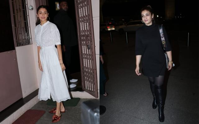 Anushka Sharma at a studio and Raveena Tandon at the airport. (Varinder Chawla) Anushka Sharma at a studio and Raveena Tandon at the airport. (Varinder Chawla)