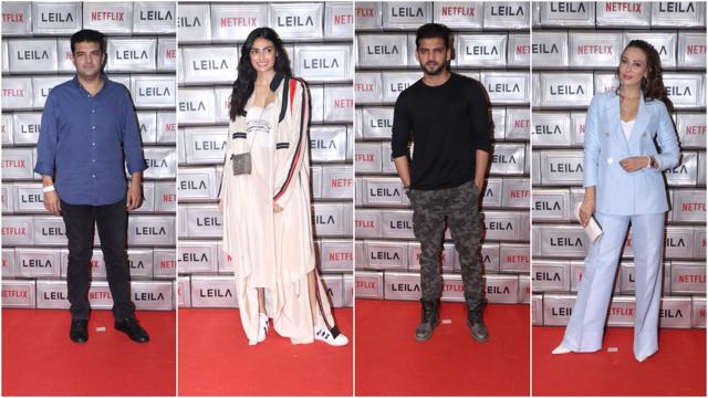 Siddharth Roy Kapur, Athiya Shetty, Zaheer Iqbal, Iulia Vantur at Leila premiere. (Varinder Chawla) Siddharth Roy Kapur, Athiya Shetty, Zaheer Iqbal, Iulia Vantur at Leila premiere. (Varinder Chawla)