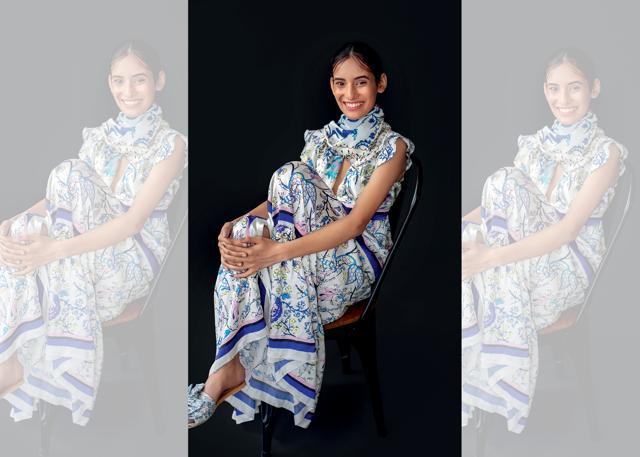 Dress, scarf and slippers, Hemant & Nandita (Ankit Chawla) Dress, scarf and slippers, Hemant & Nandita (Ankit Chawla)