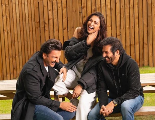 Ranveer Singh, Deepika Padukone and Kabir Khan for 83 in London.