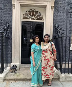 Asma Khan (right) with her sister at 10 Downing Street. (HT Photo)