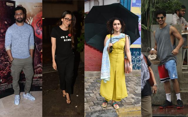 Vicky Kaushal, Karisma Kapoor, Sanya Malhotra and Ishaan Khatter spotted in Mumbai. (Varinder Chawla) Vicky Kaushal, Karisma Kapoor, Sanya Malhotra and Ishaan Khatter spotted in Mumbai. (Varinder Chawla)