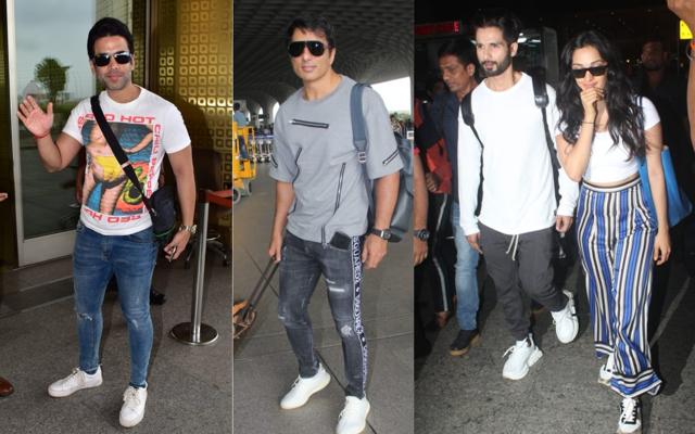 Tusshar Kapoor, Sonu Sood, Shahid Kapoor and Kiara Advani at Mumbai airport. Tusshar Kapoor, Sonu Sood, Shahid Kapoor and Kiara Advani at Mumbai airport.